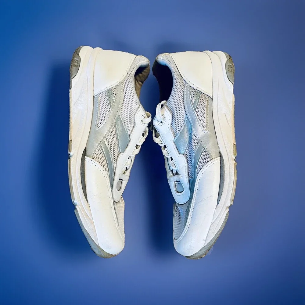 SAS Tour Mesh Women's Size 9.5 W Tripad Comfort Shoes White Silver Leather USA